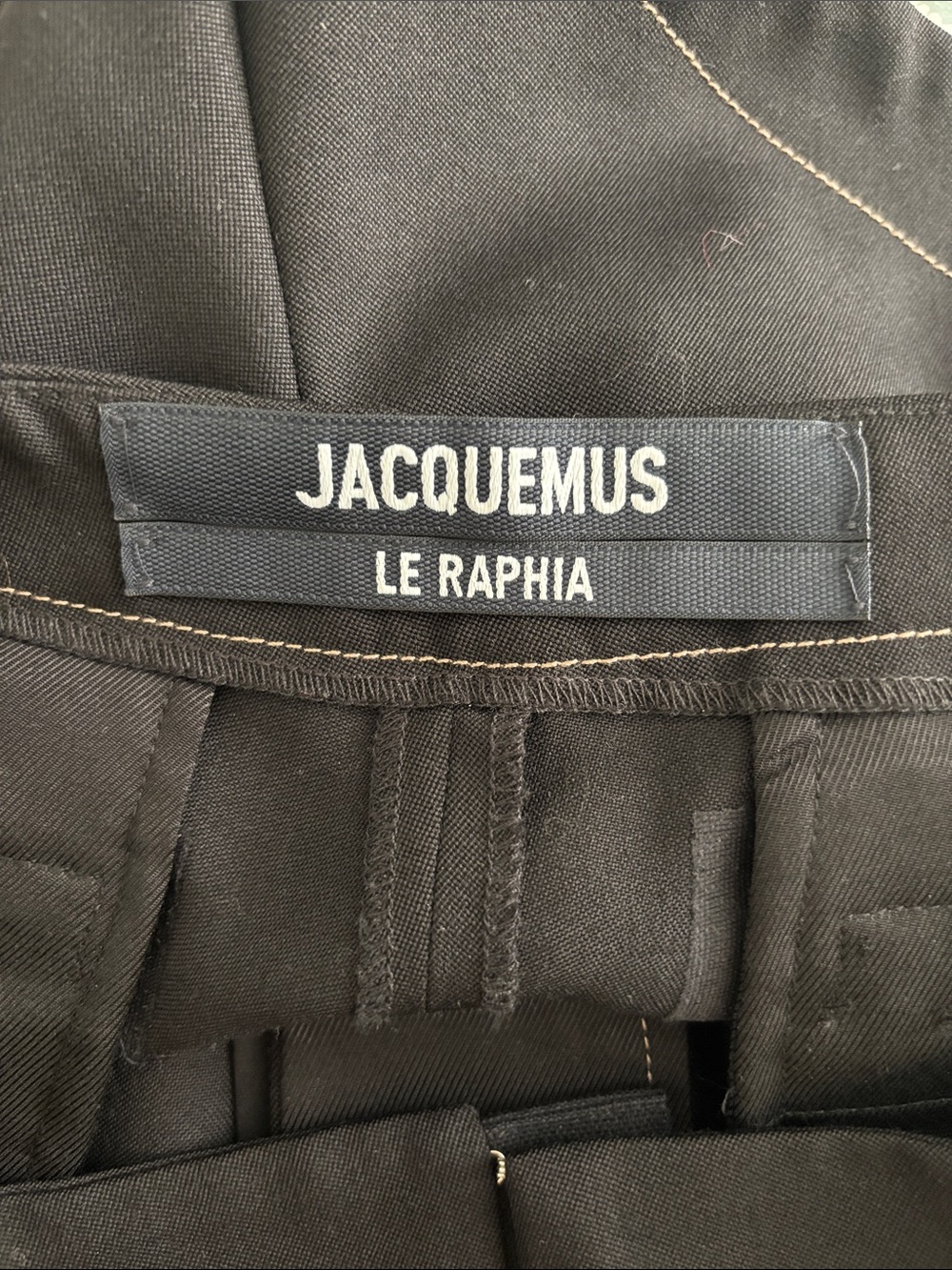 JACQUEMUS Le Raphia High-Waist Black Contrast-Stitch Women's Shorts - Picture 11 of 11